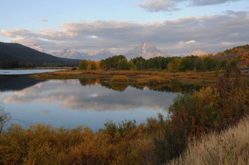 Lever de soleil sur Oxbow Bend et Mont Moran