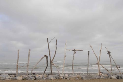 Sur la plage, à Hokitika 