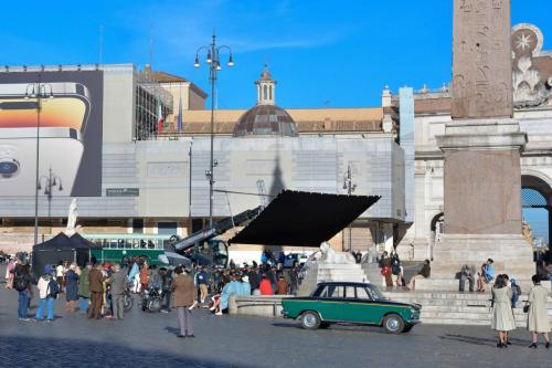 Tournage en cours sur la piazza del Popolo