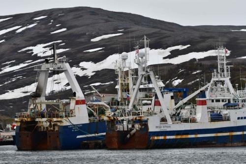 Bâteaux de pêche russes en escale à Batsfjord