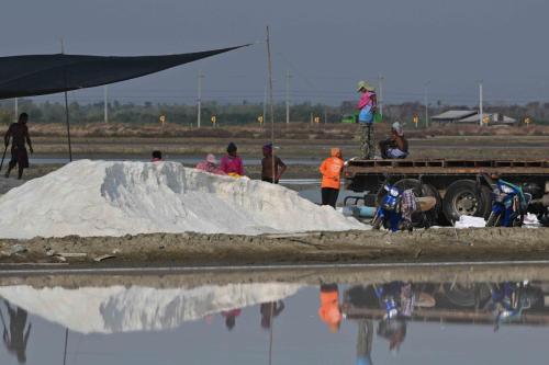 Récolte du sel à Pak Thale Nature Reserve