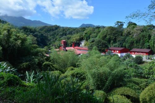 Distillerie JM, à gauche la montagne Pelée