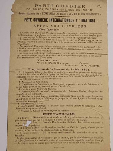 Revendications des ouvriers - Fête 01 mai 1891