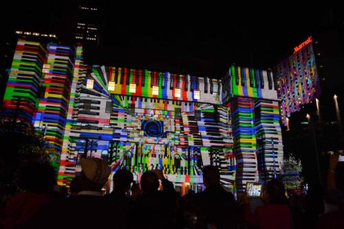 Festival Vivid Sydney 2014 - Son et Lumière sur l'ancien batiment des douanes (maintenant bibliothèque municipale) 