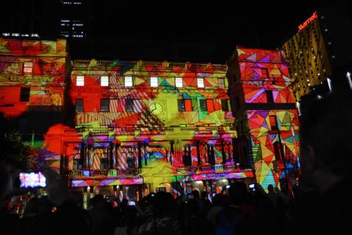 Festival Vivid Sydney 2014 - Son et Lumière sur l'ancien batiment des douanes (maintenant bibliothèque municipale) 