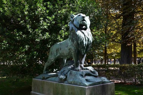 Lion de Nubie et sa proie (autruche)