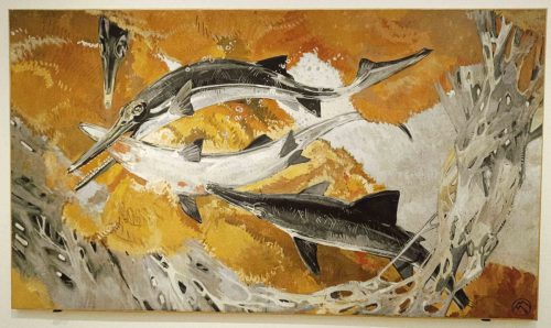 Mathurin Méheut, illustration d'ichtyosaures pour la faculté de Rennes (1942-1947)