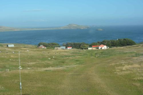 Arrivée à l'hébergement de Carcass Island.