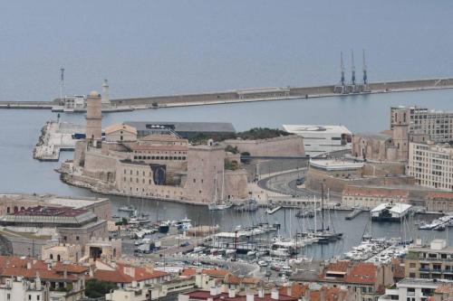 Fort Saint-Jean, MUCEM, Cosquer depuis Notre-Dame de la Garde