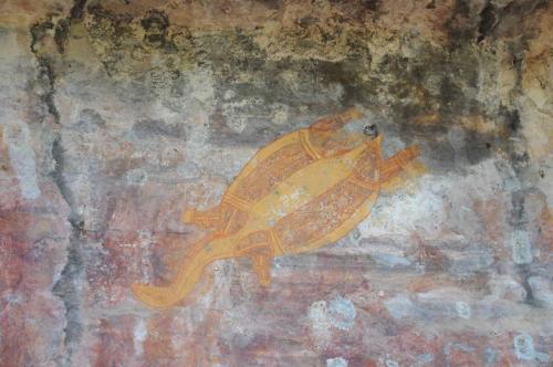 Peintures rupestres aborigènes au site de Ubirr, représentant une tortue