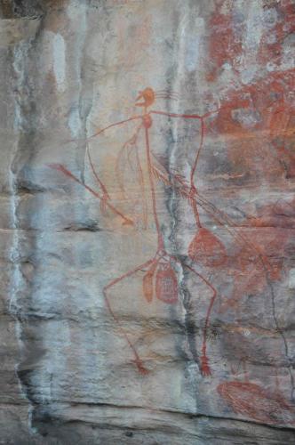 Peintures rupestres aborigènes au site de Ubirr, représentant un pêcheur